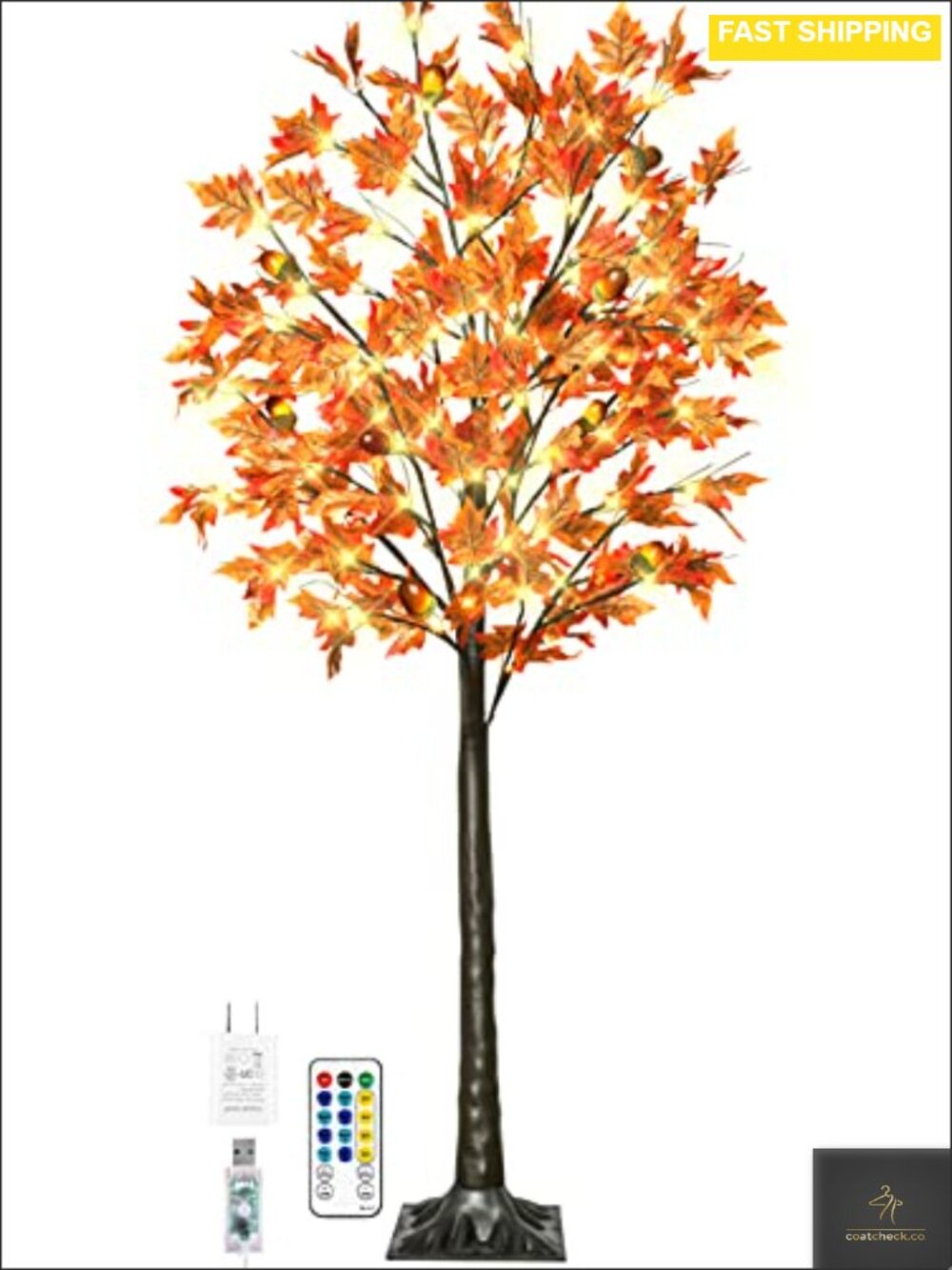 5FT Lighted Maple Tree 90LED Thanksgiving Decor Artificial Tree 8 Modes